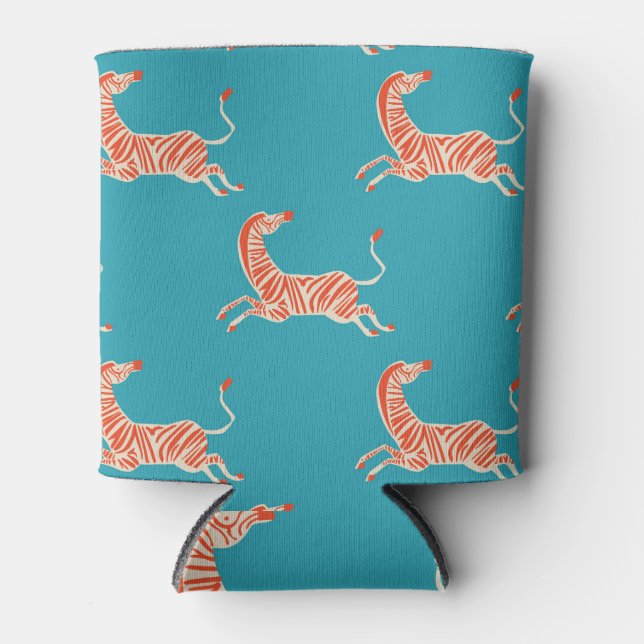 Neon Zebra: Retro Colourful Seamless Can Cooler (Front)