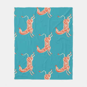 Neon Zebra: Retro Colourful Seamless Fleece Blanket
