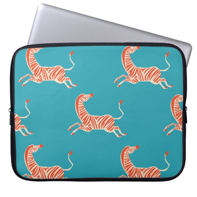 Neon Zebra: Retro Colourful Seamless Laptop Sleeve (Front)