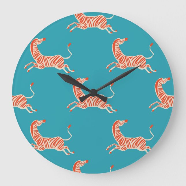 Neon Zebra: Retro Colourful Seamless Large Clock (Front)