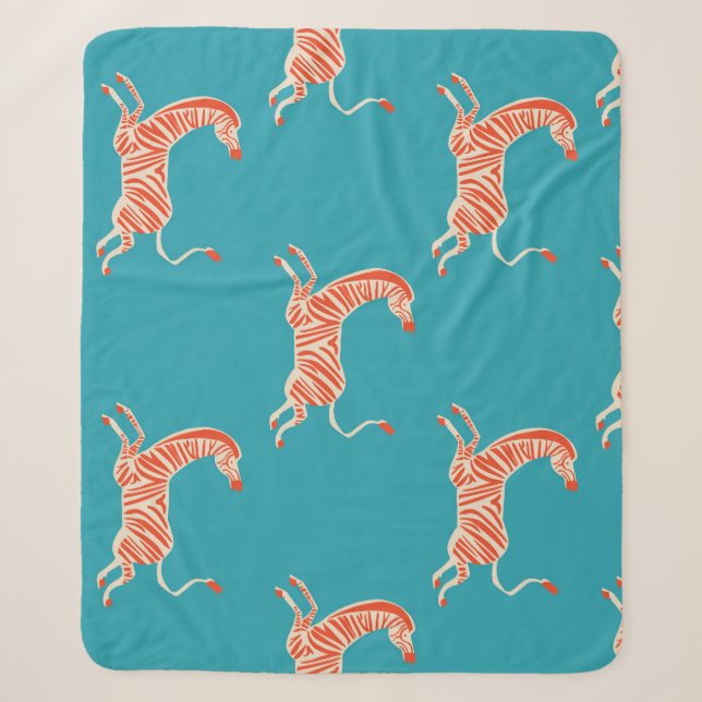 Neon Zebra: Retro Colourful Seamless Sherpa Blanket (Front)