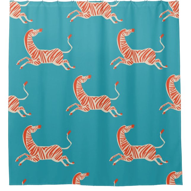 Neon Zebra: Retro Colourful Seamless Shower Curtain (Front)