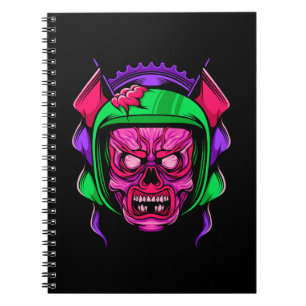 Neon Zombie Rider Skull Art Notebook