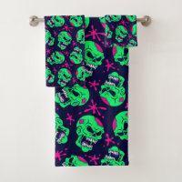 Neon Zombie Skulls Pattern