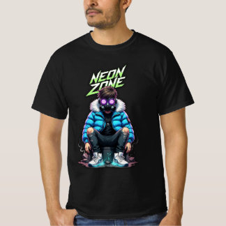 NEON ZONE – Cyberpunk Chill Crew Graphic T-Shirt