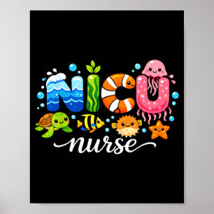 Neonatal care unit cute ocean animals nicu nurse poster