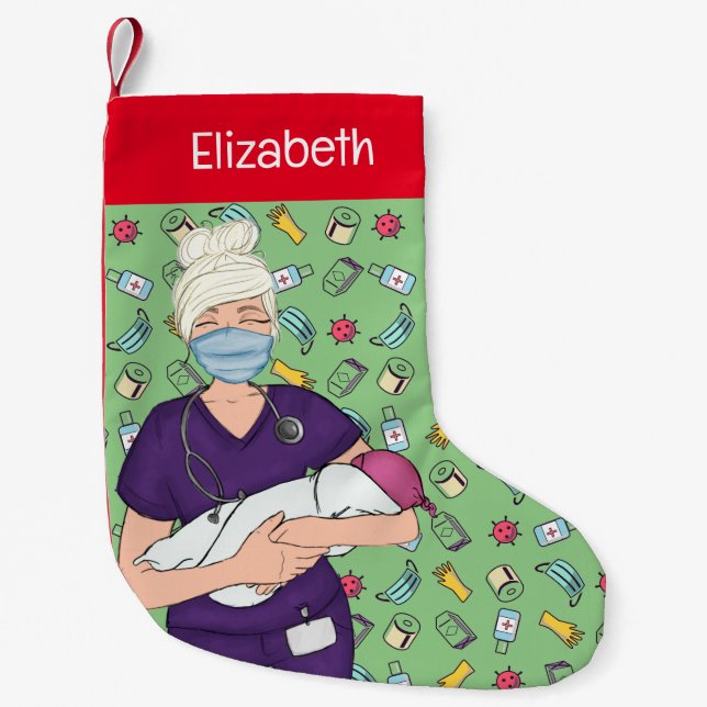 Neonatal Nurses Station Christmas Decorations Small Christmas Stocking (Front)