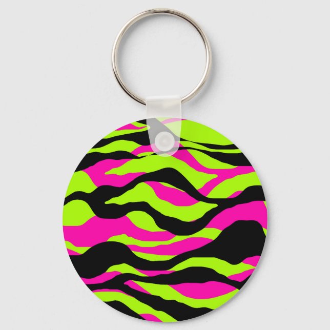 Neoncore Tricolour Animal Print Zebra Key Ring (Front)