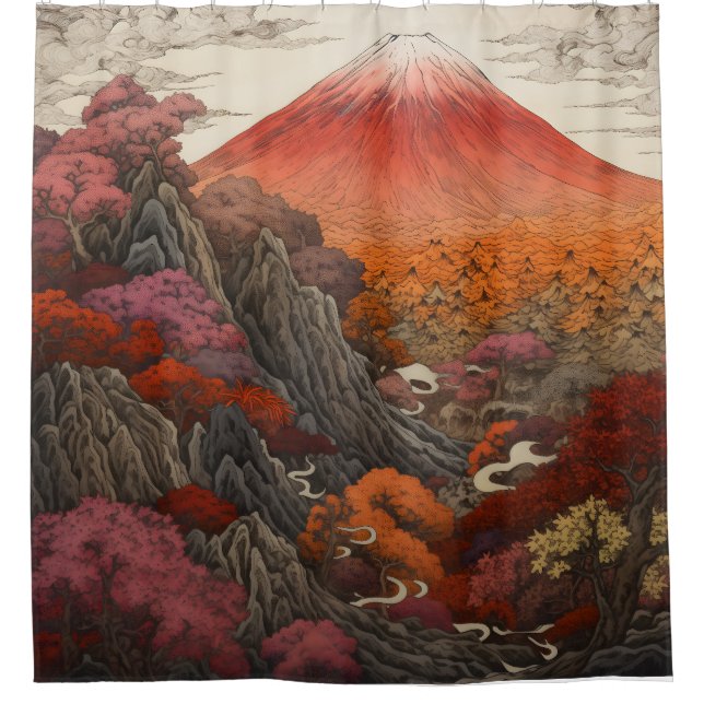 NeoNihonga Fuji 001 Shower Curtain (Front)