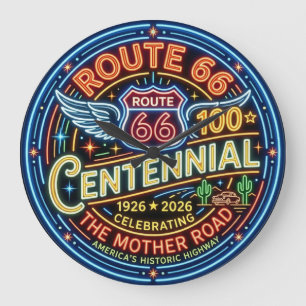 Neonstyle Mother Road Centennial Anniversary Large Clock