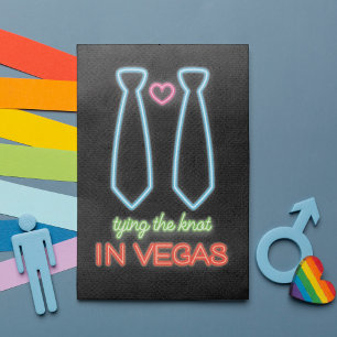 NeonTying The Knot in Vegas Gay Wedding Invitation