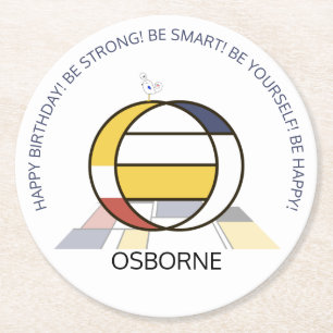 Neoplasticism Art Cool Monogram. Letter O Round Paper Coaster