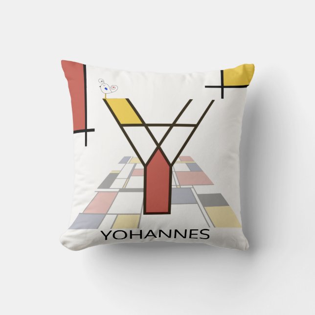 Neoplasticism Art Cool Monogram. Letter Y Cushion (Front)