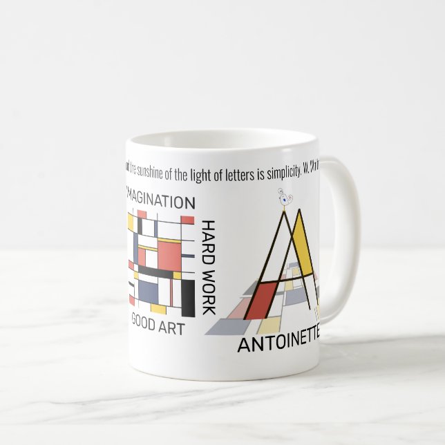 Neoplasticism Art Stylish Monogram. Letter A Coffee Mug (Front Right)
