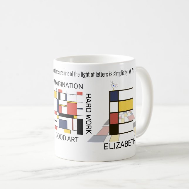 Neoplasticism Art Stylish Monogram. Letter E Coffee Mug (Front Right)