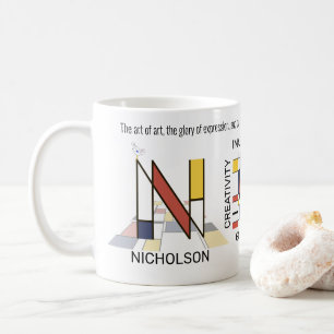 Neoplasticism Art Stylish Monogram. Letter N Coffee Mug