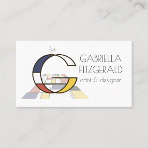 Neoplasticism style art monogram. Letter G Business Card