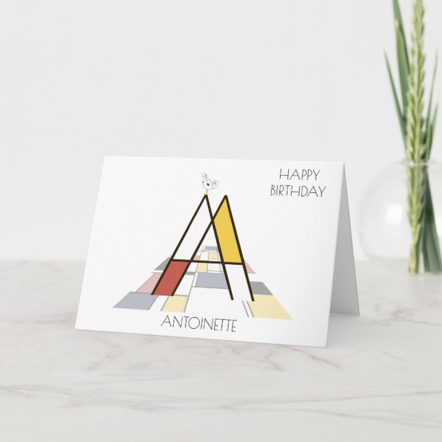 Neoplasticism Style Monogram. Letter A Card (Front)