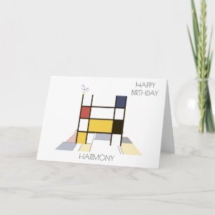Neoplasticism Style Monogram. Letter H Card