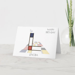 Neoplasticism Style Monogram. Letter L Card