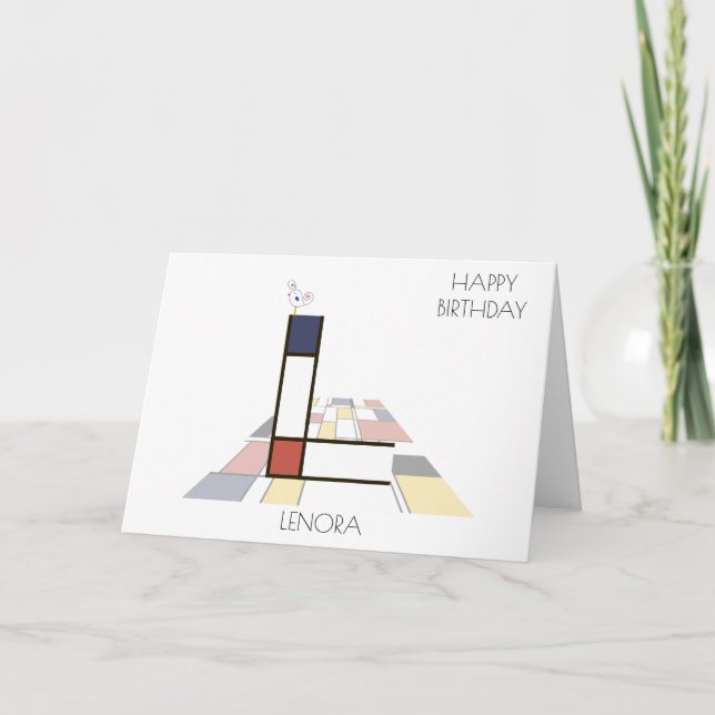 Neoplasticism Style Monogram. Letter L Card (Front)