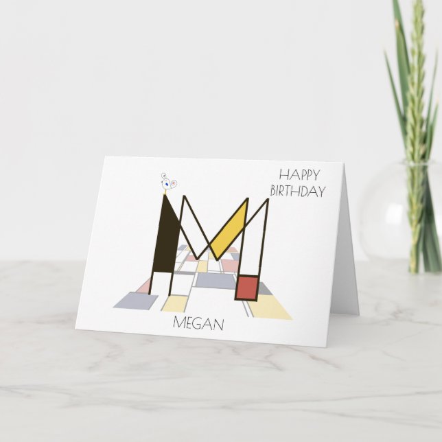 Neoplasticism Style Monogram. Letter M Card (Front)