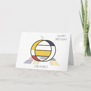 Neoplasticism Style Monogram. Letter O Card
