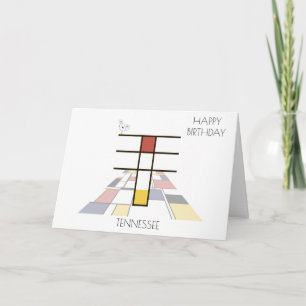 Neoplasticism Style Monogram. Letter T Card