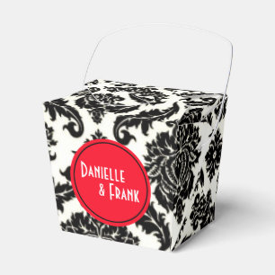 Neopolitan Damask Paisley red black white Favour Box