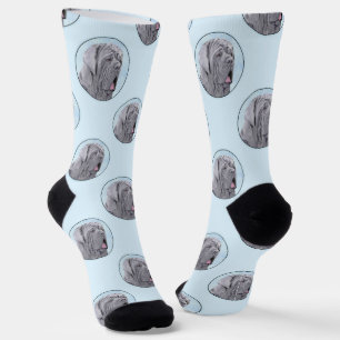 Neopolitan Mastiff Painting Grey Original Dog Art Socks
