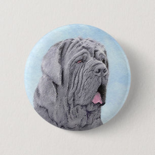 Neopolitan Mastiff Painting - Original Dog Art 6 Cm Round Badge