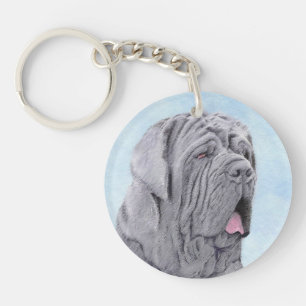 Neopolitan Mastiff Painting - Original Dog Art Key Ring