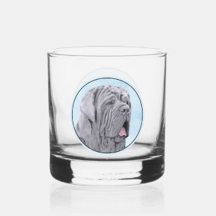 Neopolitan Mastiff Painting - Original Dog Art Whiskey Glass