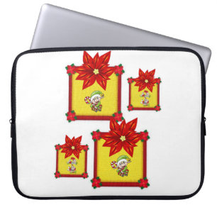 Neoprene Christmas Laptop Sleeve 15 in, Poinsettia