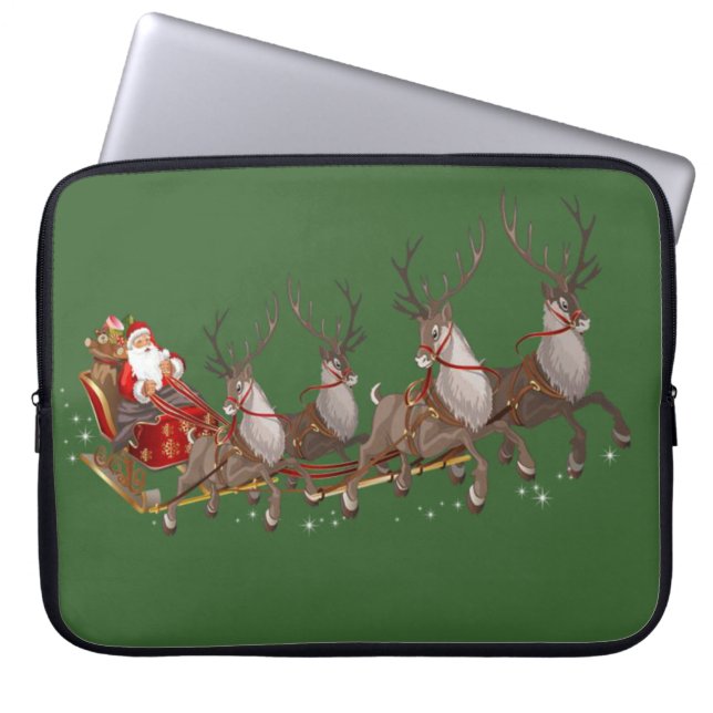 Neoprene Christmas Laptop Sleeve 15 inch, Santa (Front)