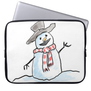 Neoprene Christmas Laptop Sleeve 15 inch, Snowman
