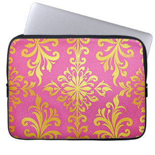 Neoprene Gold Glitter Pink Laptop Case