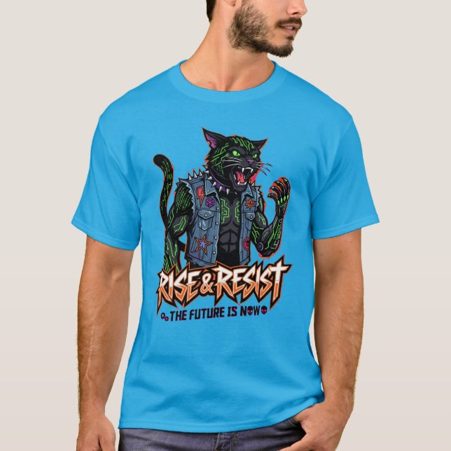 NeoRavennaNetwork Shirt Cyberpunk Cat Tech Graphic (Front)