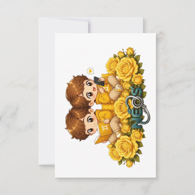 Neos Kawaii Zodiac Gemini Invitation (Front)