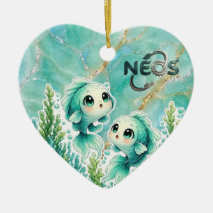 Neos Kawaii Zodiac Pisces Ceramic Tree Decoration