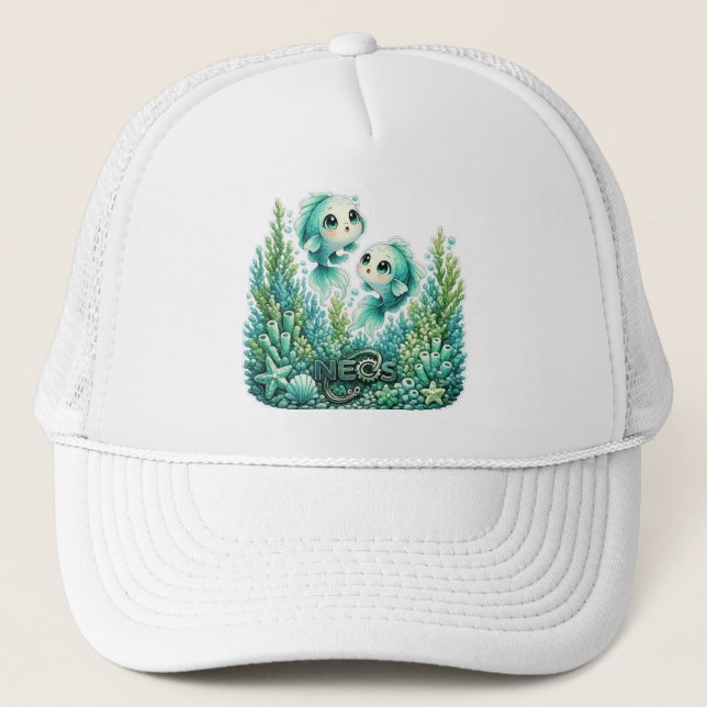 Neos Kawaii Zodiac Pisces Trucker Hat (Front)