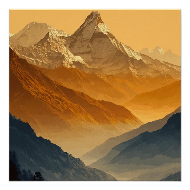Nepal Annapurna Snowy Mountain Range  Poster (Front)