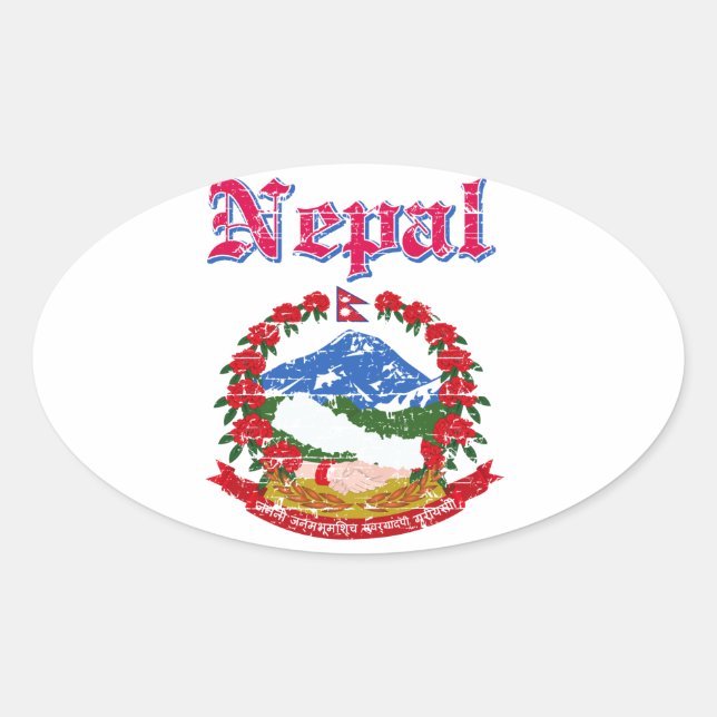 Nepal coat of arms designs oval sticker (Front)
