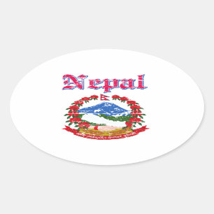 Nepal coat of arms designs oval sticker