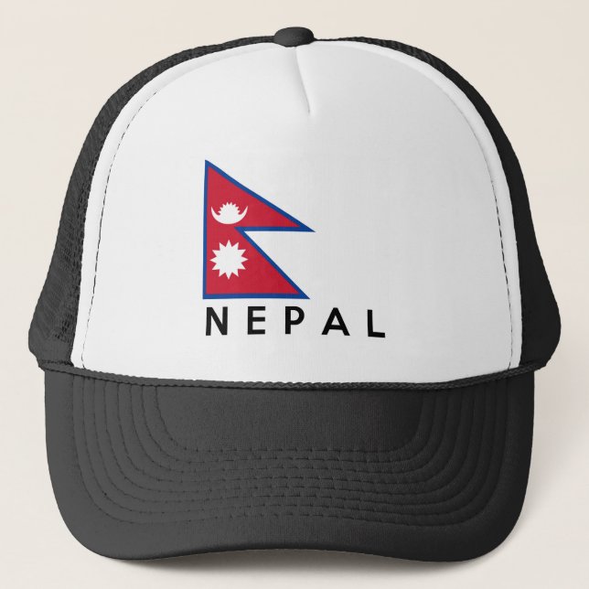 nepal country flag symbol name text trucker hat (Front)