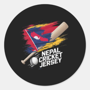 Nepal Cricket Jersey Cricket Flag Of Nepal 4 Classic Round Sticker
