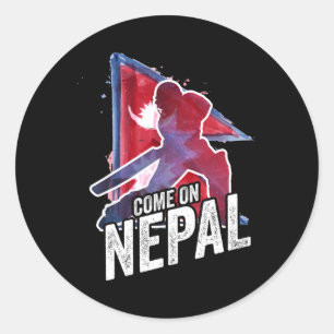 Nepal Cricket Jersey Nepali Flag Supporter Cricket Classic Round Sticker