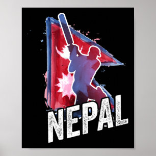 Nepal Cricket Jersey Nepali Flag Supporter Cricket Poster