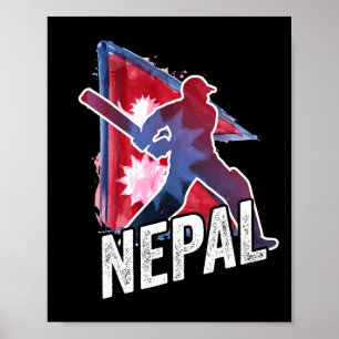 Nepal Cricket Jersey Nepali Flag Supporter Cricket Poster