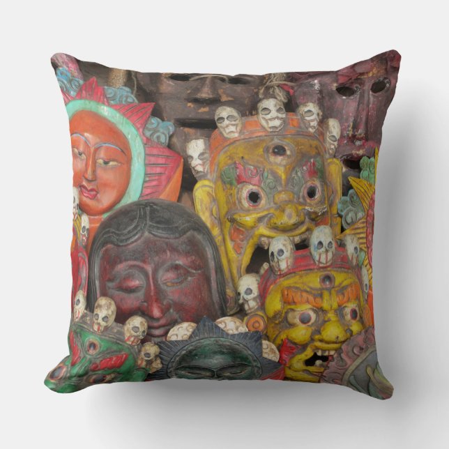 Nepal Deity Mask Pillow (Front)